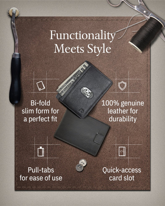 Slim Bifold Wallet With Pull Strap