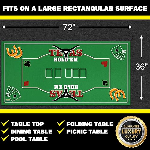 Gamie Double Sided Felt Casino Mat, 36” x 72” poker table