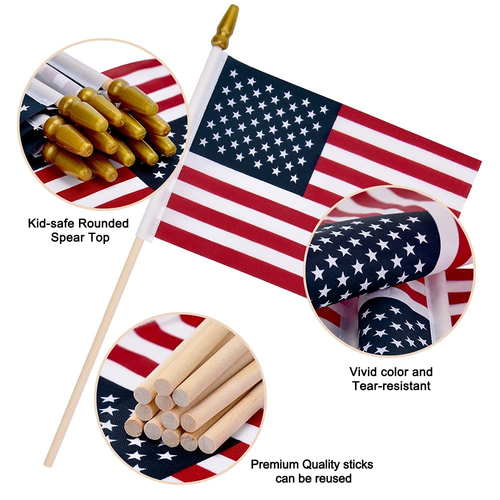 500 Pcs Small American Flags on Stick, Small US