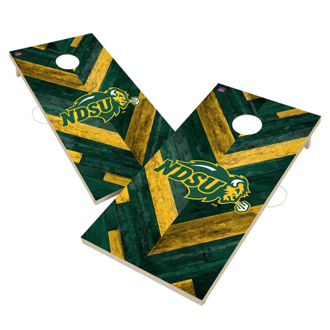 North Dakota State University NDSU Bison Cornhole Board Set - Herringbone Design