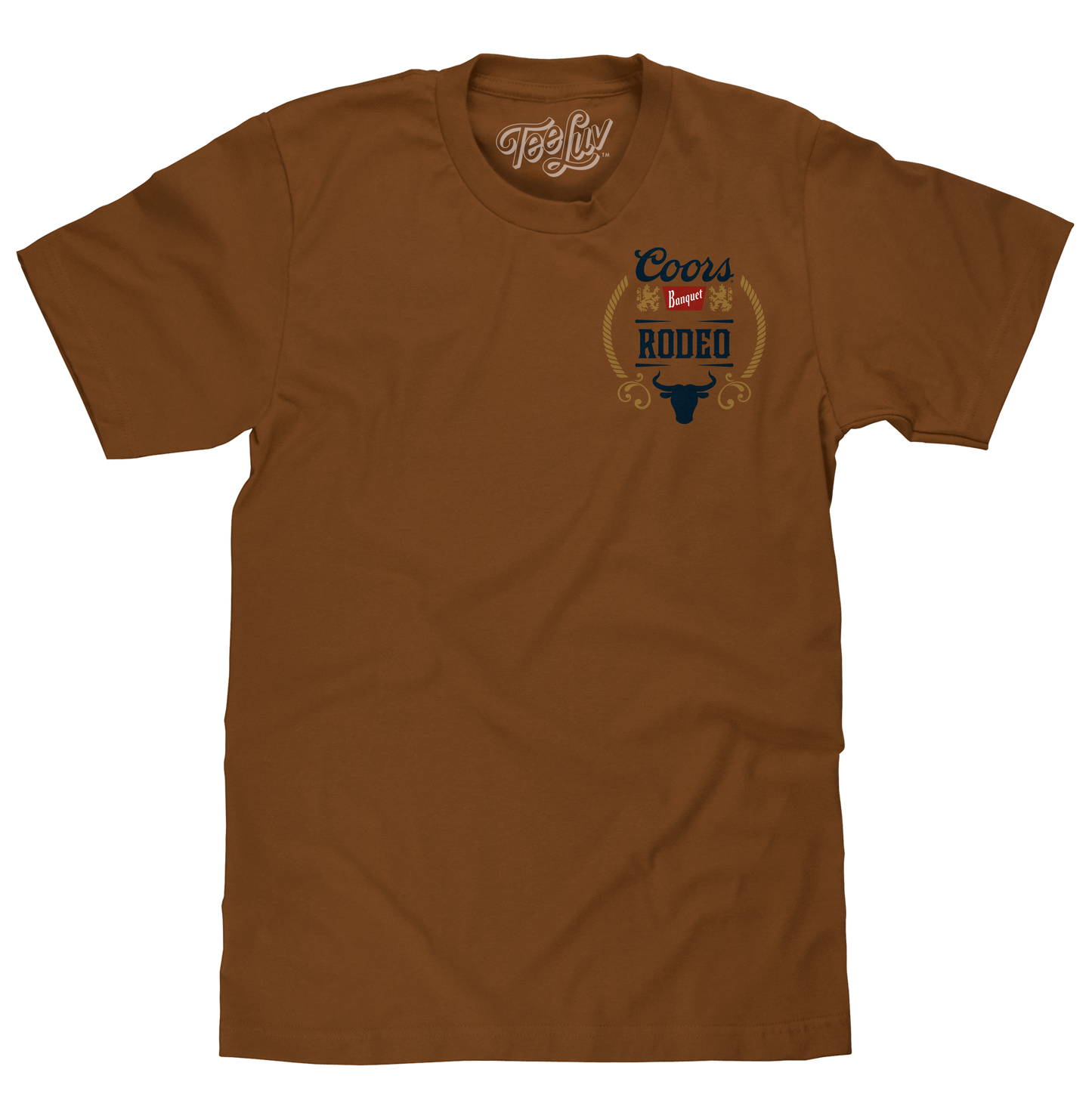 Coors Banquet Rodeo Bull Beer Front and Back T-Shirt - Brown Sugar