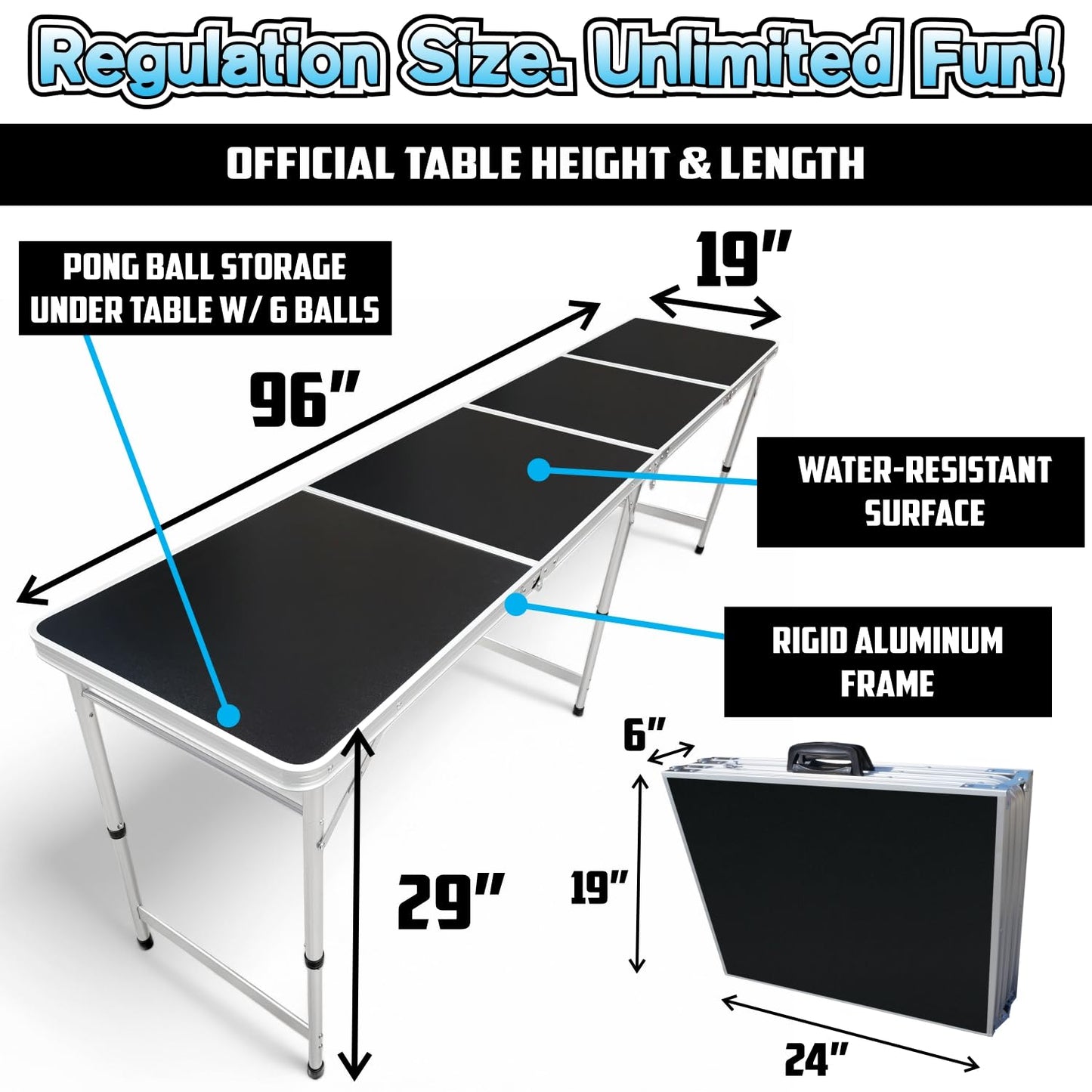 8-Foot Folding Party Table w/Free Set of HEXCUPs &