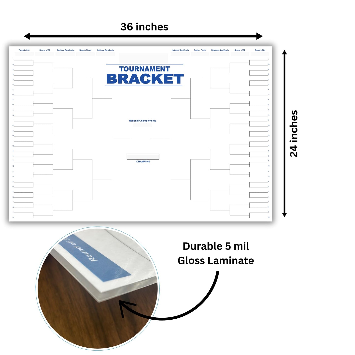 Copy King March Basketball Reusable Dry Erase Bracket Poster