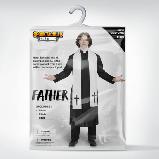 Spooktacular Creations Halloween Priest Costume Men, Classic Father Priest