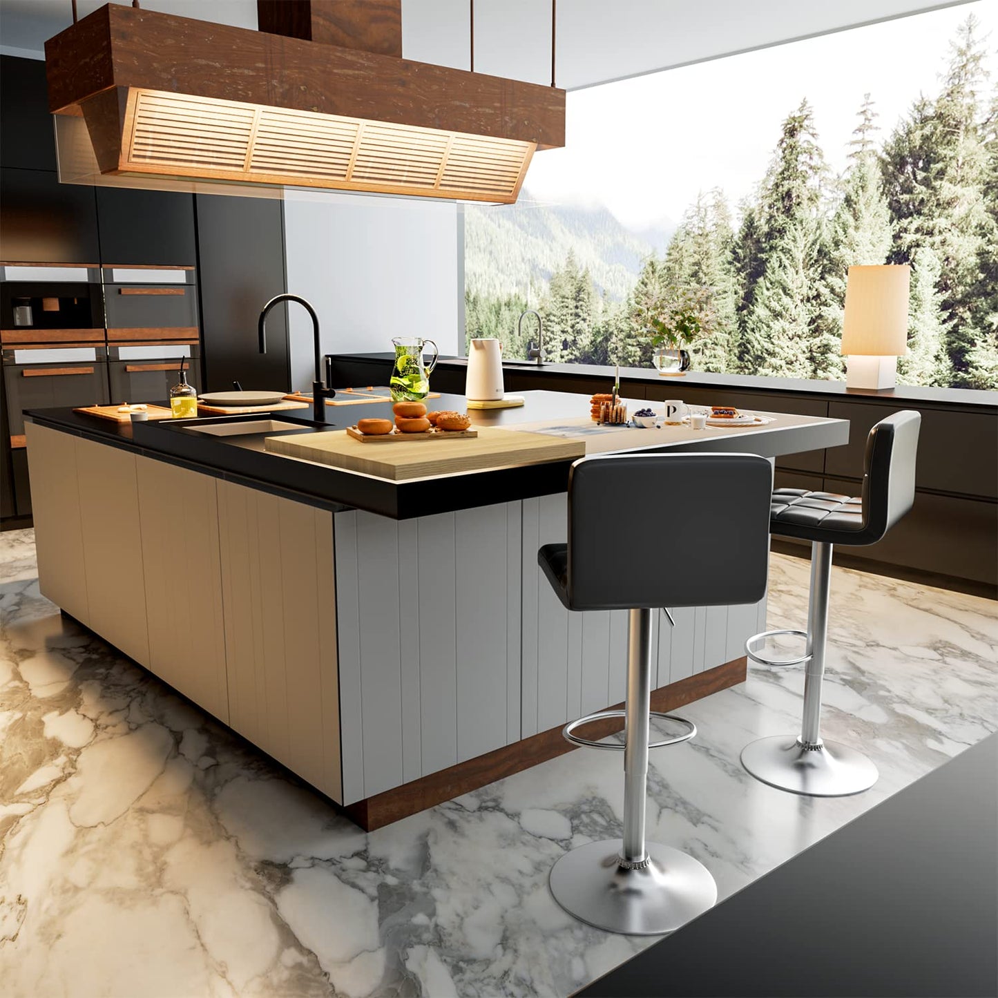 Homall Modern PU Leather Adjustable Swivel Barstools