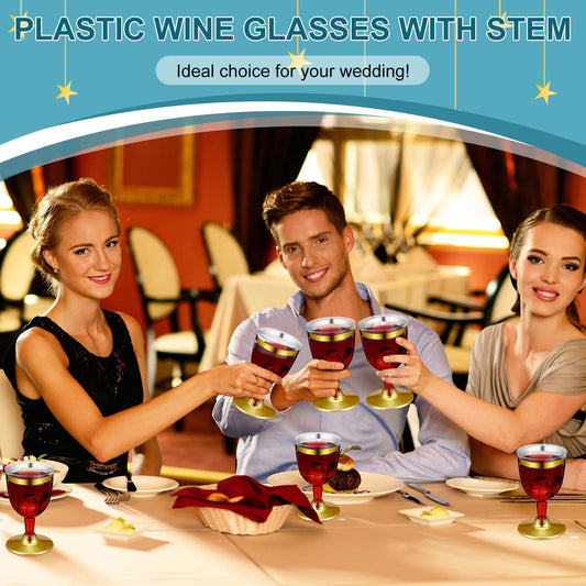 Didaey 48 Pcs Disposable Plastic Wine Glasses 6 oz