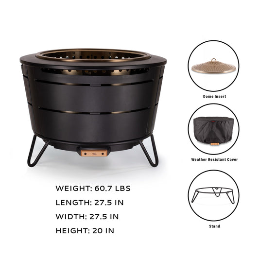 TIKI 27.5-Inch Smokeless Reunion Fire Pit, Large Outdoor Fire
