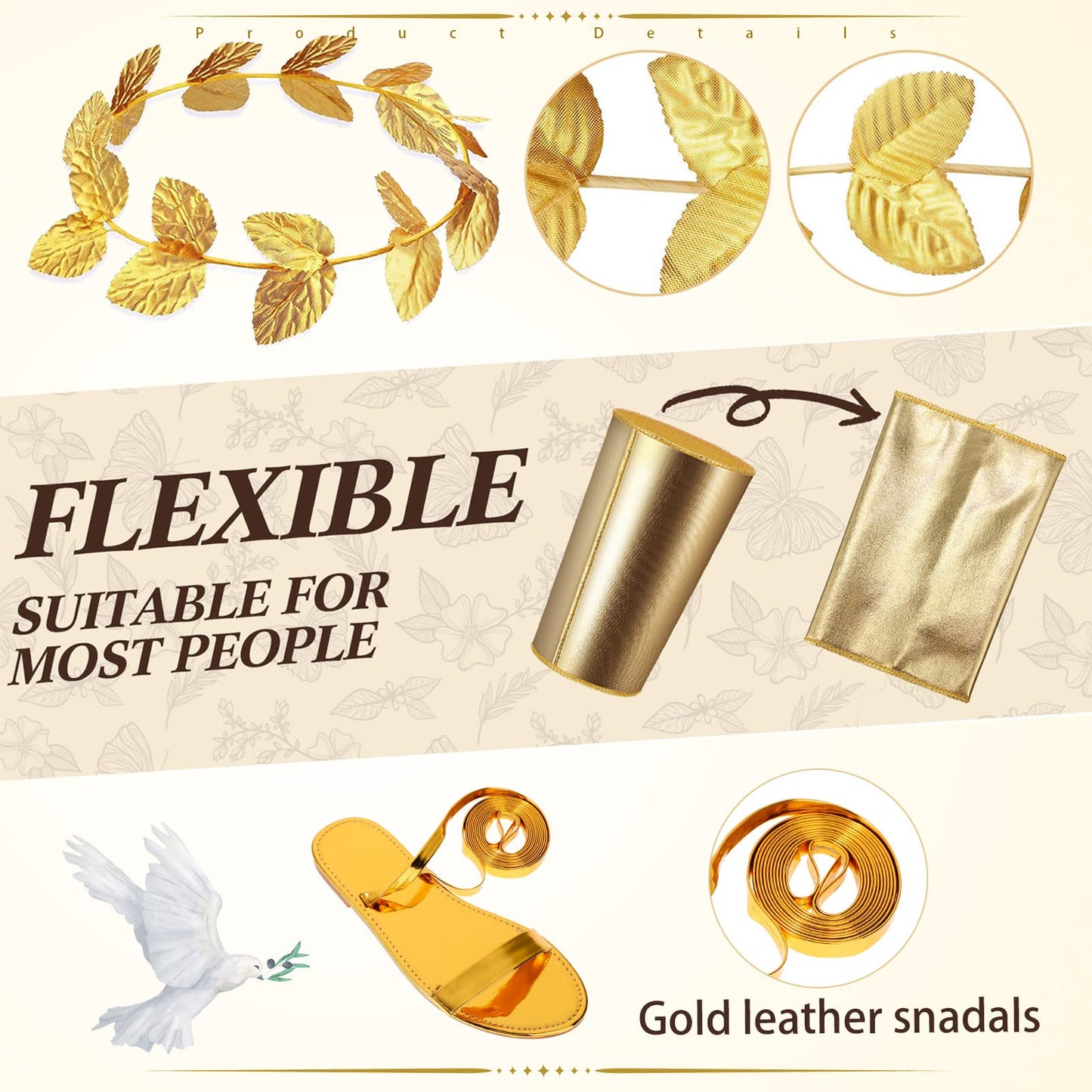 7 Pcs Halloween Greek Goddess Costume Accessories Set