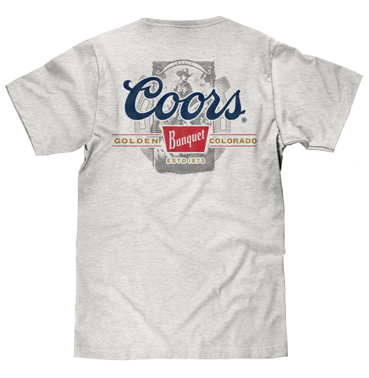 Coors Banquet Beer Front and Back Faded Graphic T-Shirt - Ash Gray