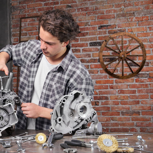 2 Pcs Wagon Wheel Decor Wooden Western Cowboy