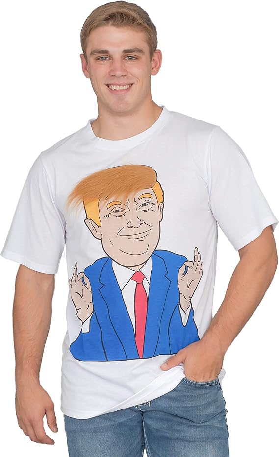 Costume Agent Former President 3D Hair White T-Shirt