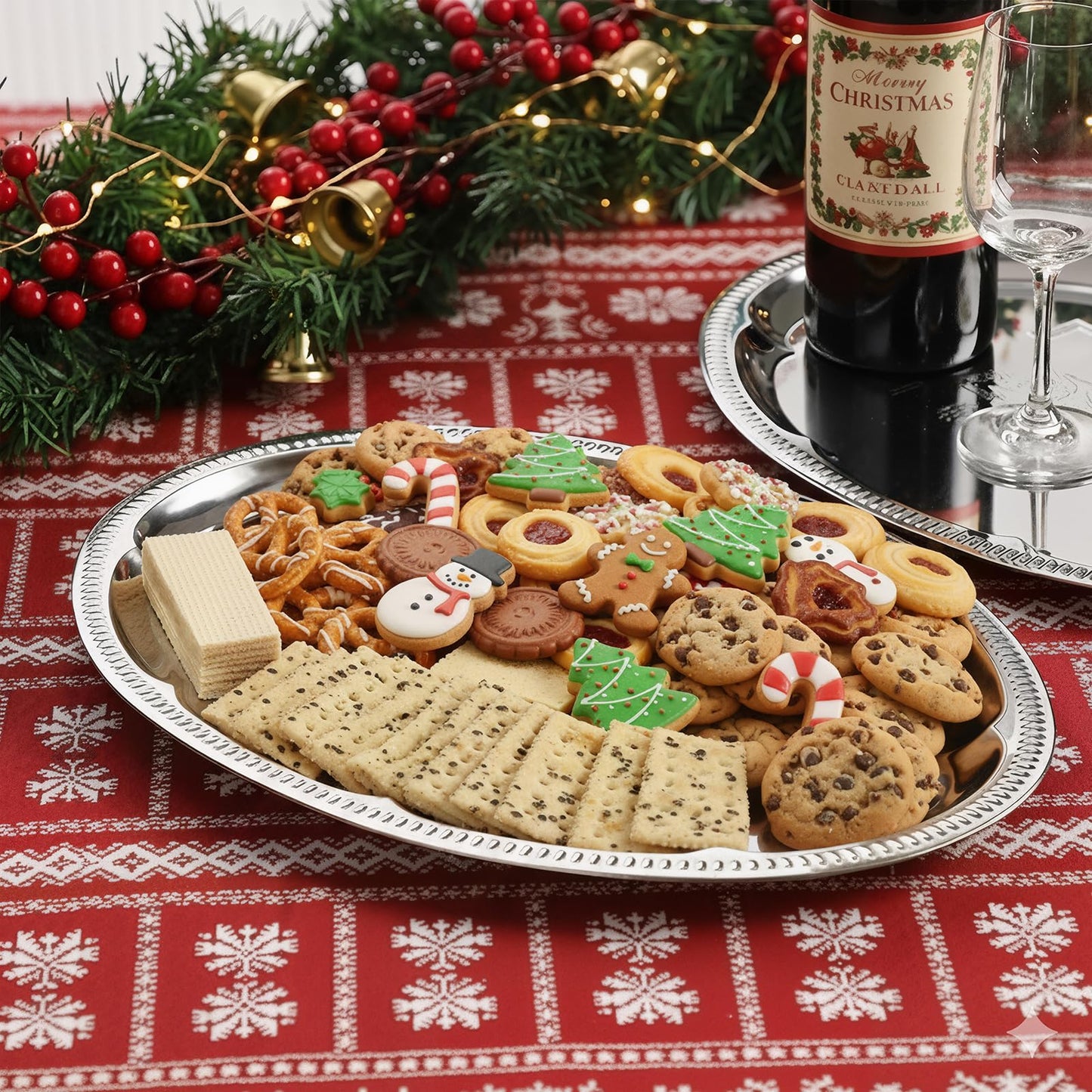 4-Pack 15.7" x 11.8" Large Silver Serving Trays