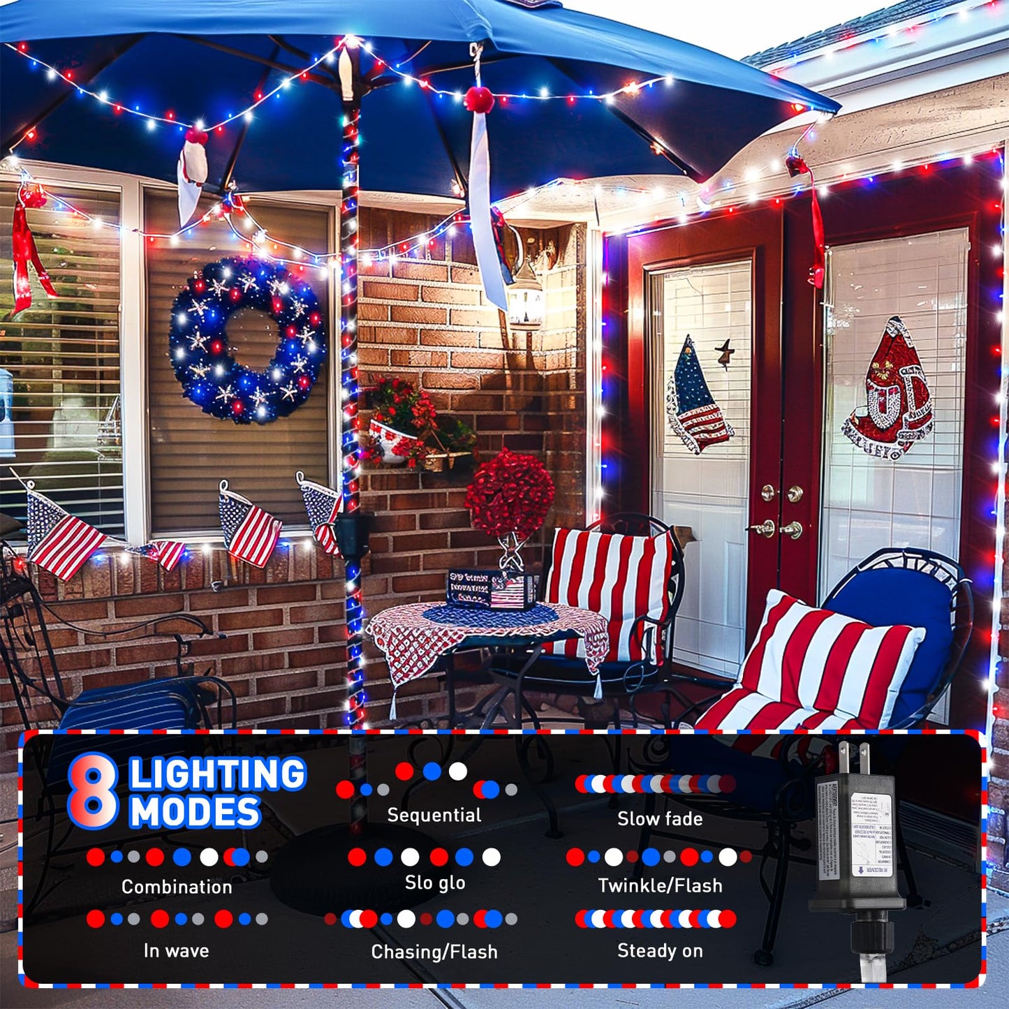 Red White and Blue Lights Clear Wire, 66