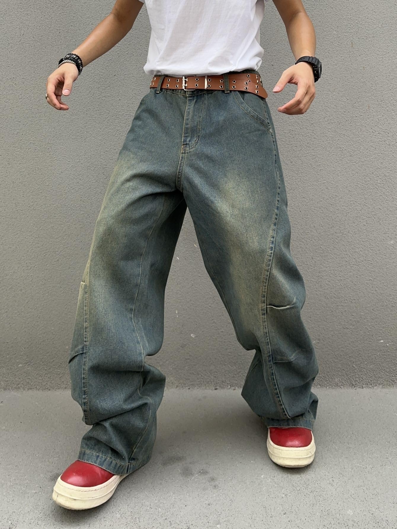 Men's Irregular Sutures Y2k Hip Hop Baggy Jeans