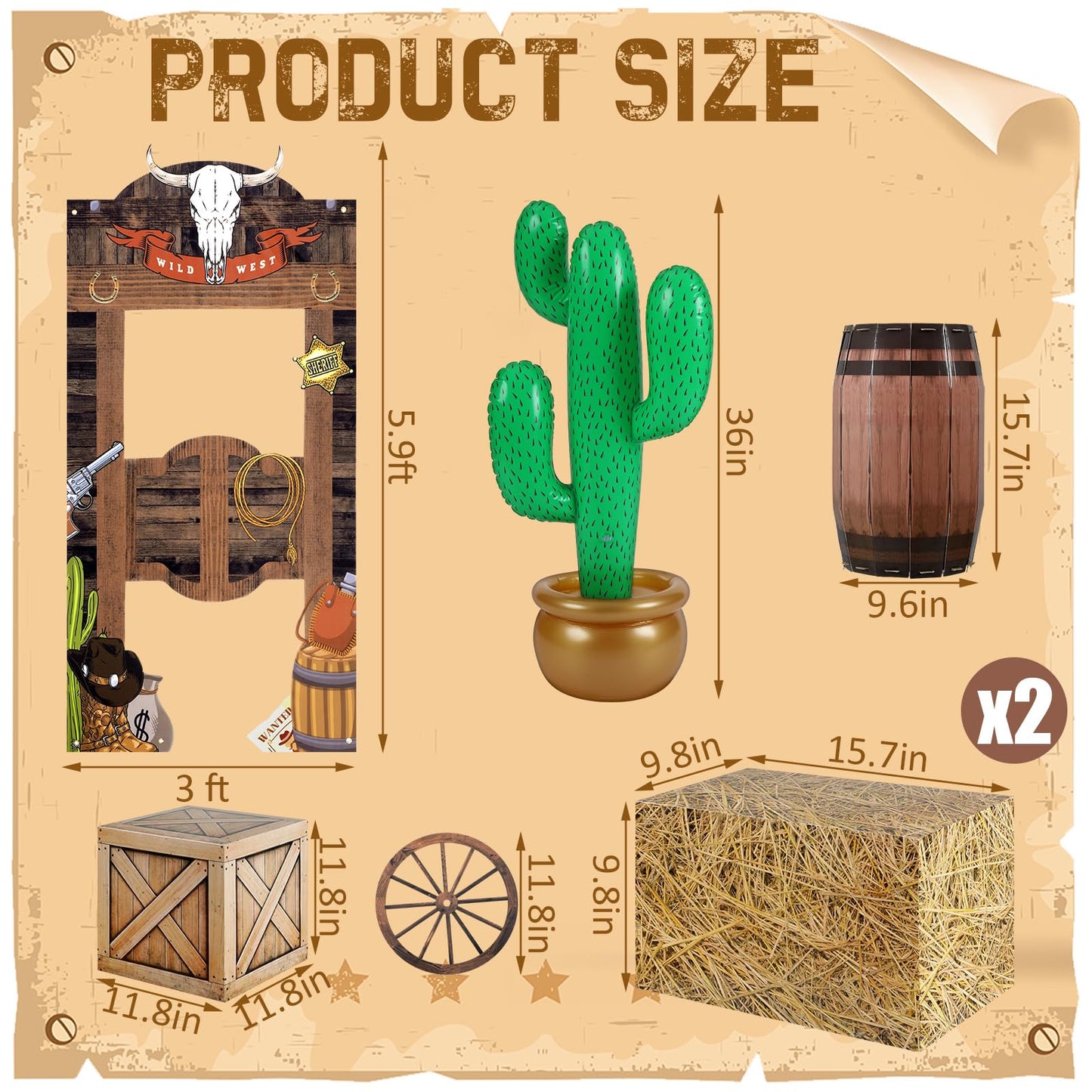 7 Pcs Western Cowboy Rodeo Party Supplies Decoration