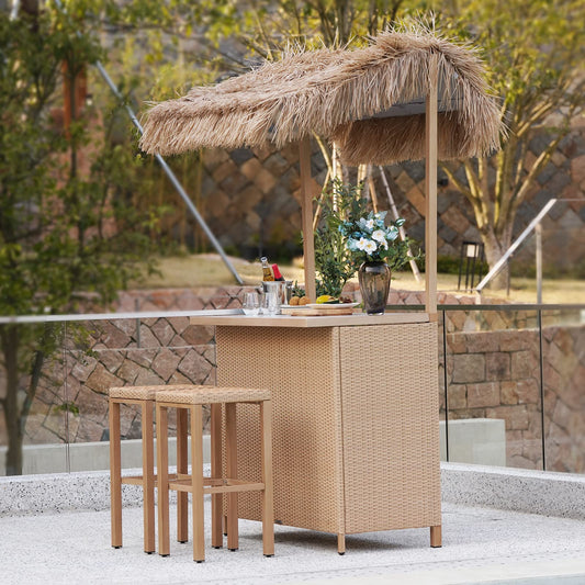 Grand patio Outdoor Tiki Bar Set with Widen Ceramic
