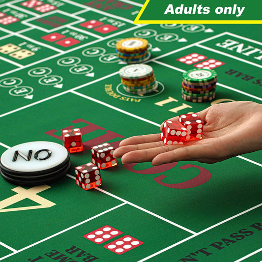 Leyndo Craps Tabletop Game Set, Includes 35"x70" Rubber Craps