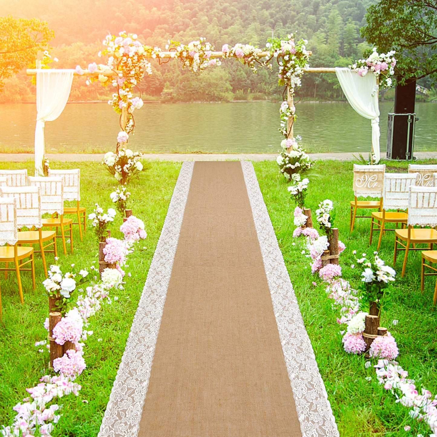 20 Ft x 36 in Natural Burlap Wedding Runner