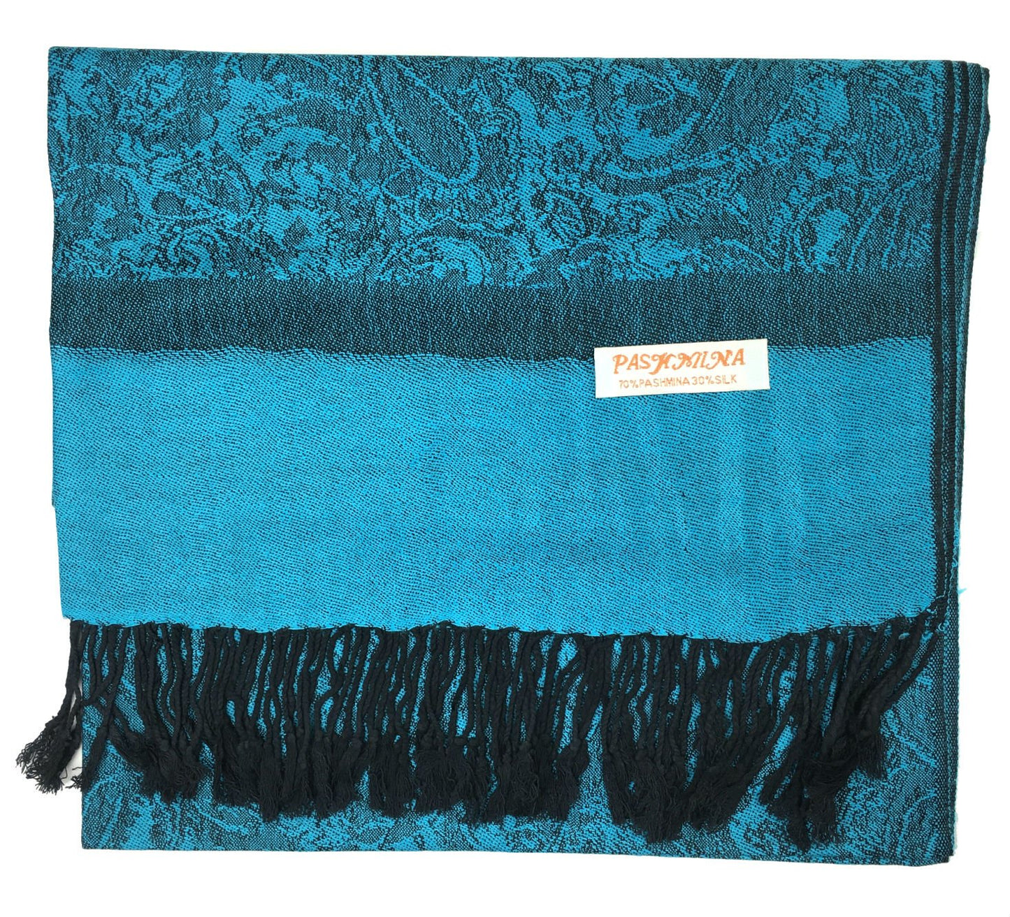 Plum Feathers Tapestry Ethnic Paisley Pattern Pashmina Scarf cyan