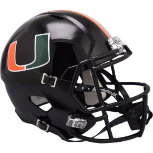 Miami Hurricanes Full Size Replica Speed Football Helmet Black - NCAA
