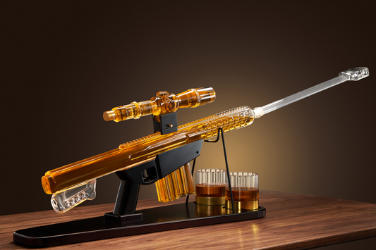 Whiskey Decanter Set - Sniper Liquor Decanter, Silencer Stopper - ml & 2 12oz Glasses