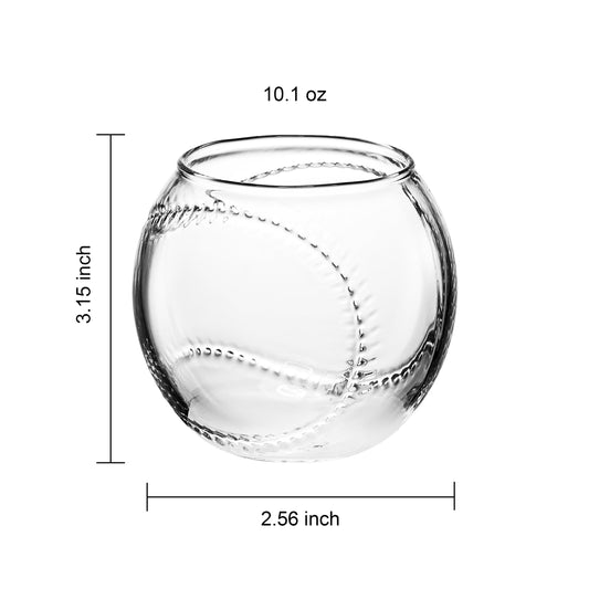 Baseball Round Whiskey Glasses | 10oz Whiskey Glass Set of 2 |