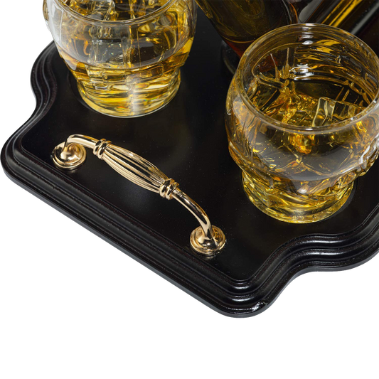 Ice Hockey Wine & Whiskey Decanter Set With 4 Helmet Whiskey Glasses