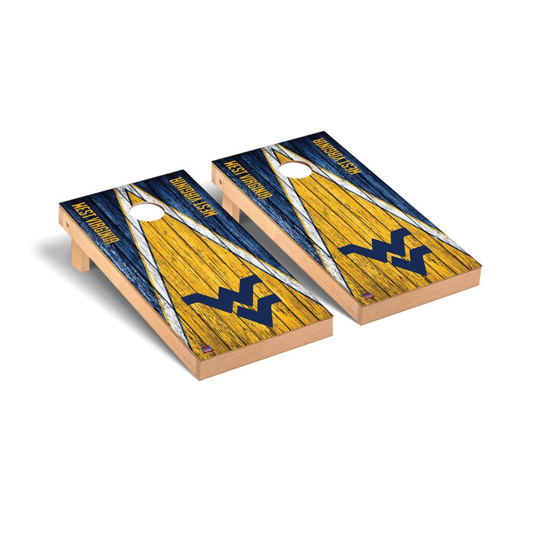 West Virginia Mountaineers Cornhole Board Set - Triangle Weathered Version