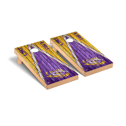 Louisiana State LSU Tigers Cornhole Board Set - Triangle Weathered Version