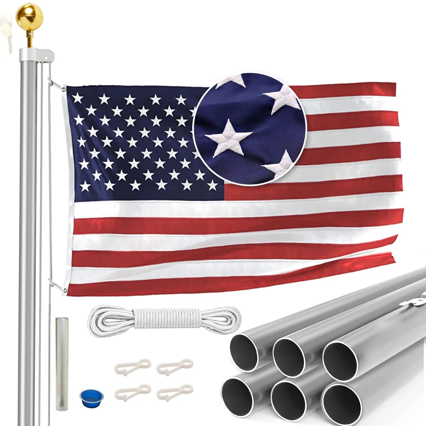 EZ Pole Sectional Flagpole - Made in USA - 5 Year Warranty