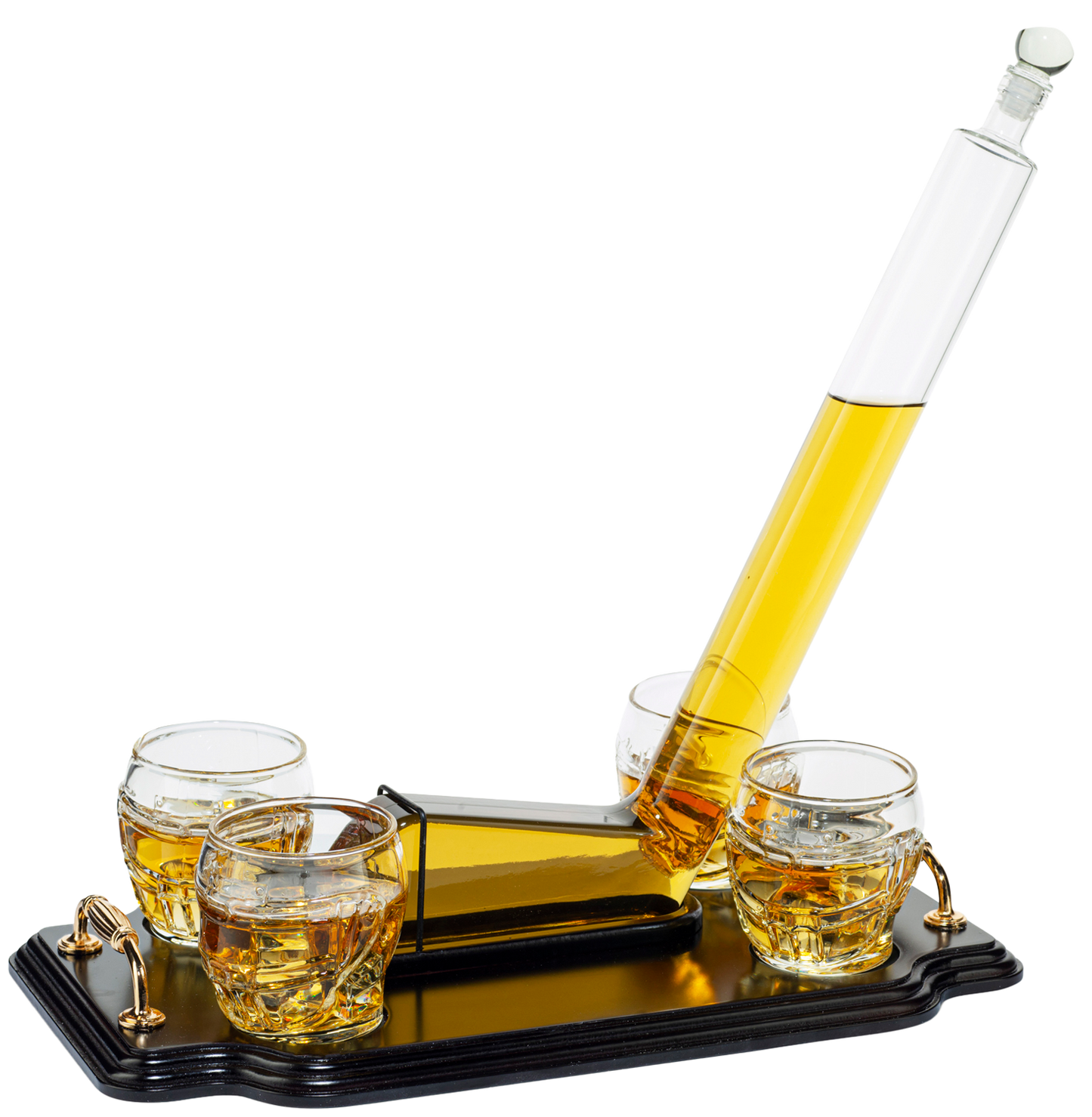 Ice Hockey Wine & Whiskey Decanter Set With 4 Helmet Whiskey Glasses