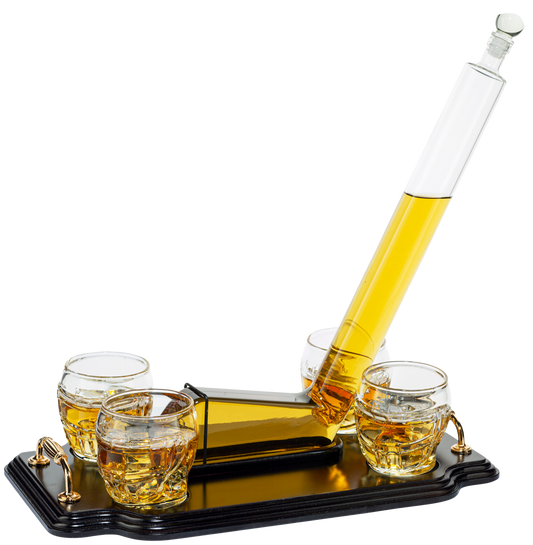 Ice Hockey Wine & Whiskey Decanter Set With 4 Helmet Whiskey Glasses
