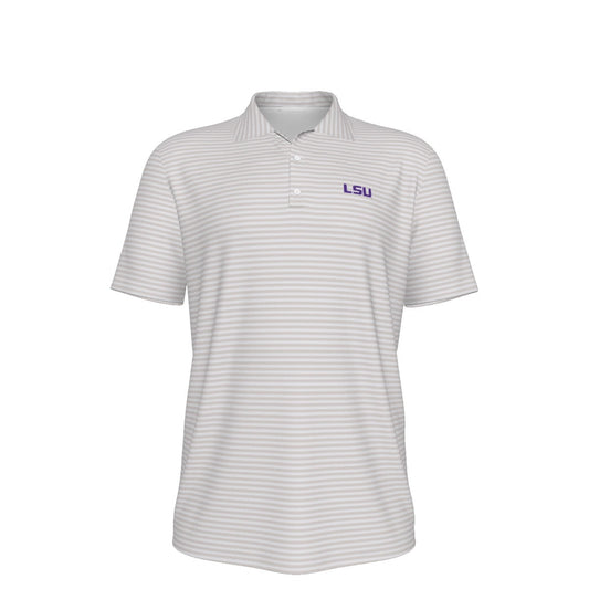 LSU Football Striped Polo - Cream