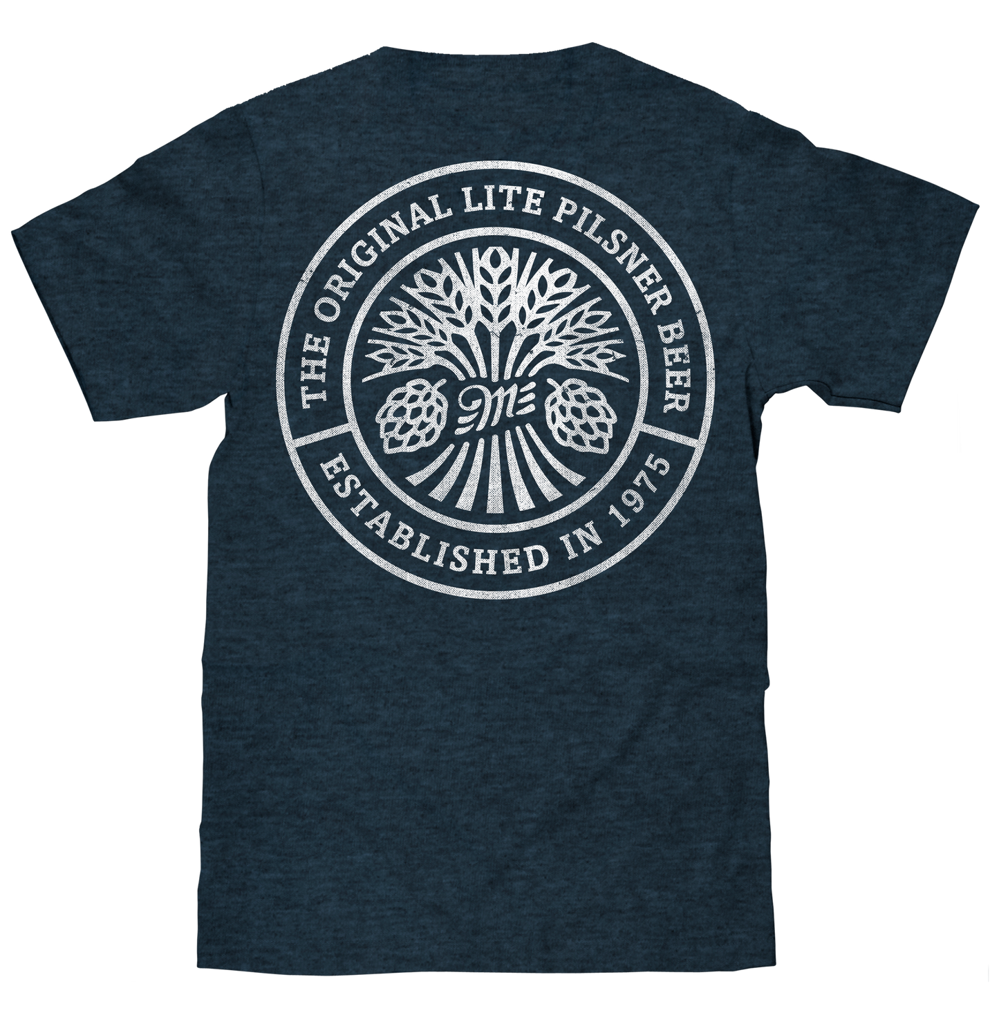 Miller Lite Beer Logo Front and Back Print T-Shirt - Denim Black Heather