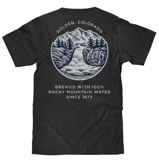 Made in the USA Coors Banquet Golden Colorado Front and Back Beer T-Shirt - Asphalt Gray