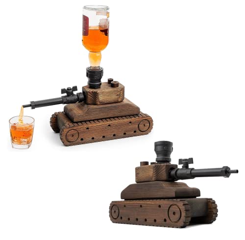 Tank Liquor Dispenser - Industrial Pipe Mahogany Wood Whiskey Decanter