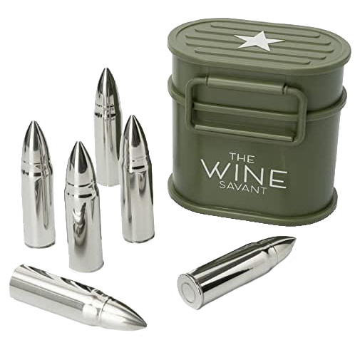 Whiskey Stones Ammunition Box Bullets Stainless Steel - Set of 6 1.75in Bullet Chillers