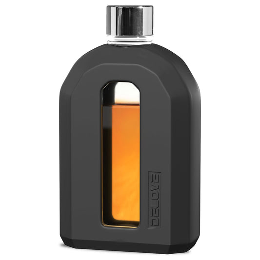 Delove Modern Glass Hip Flask with Silicone Sleeve