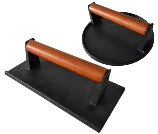 Firsgrill Burger Press 7.08" Round & 8.3”X4.3”Rectangle Heavy-Duty Cast