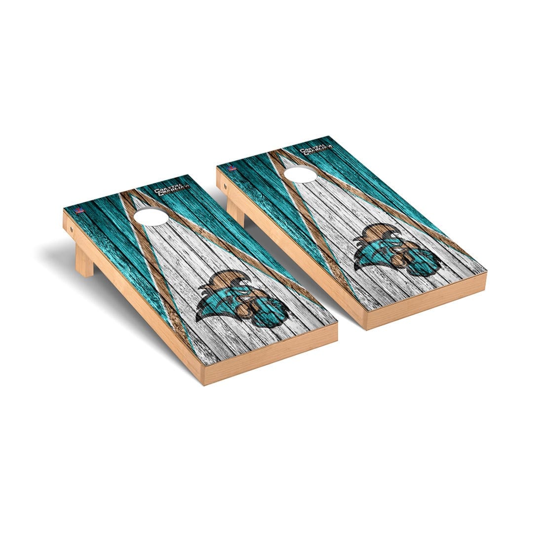 Coastal Carolina Chanticleers Cornhole Board Set - Triangle Weathered Version