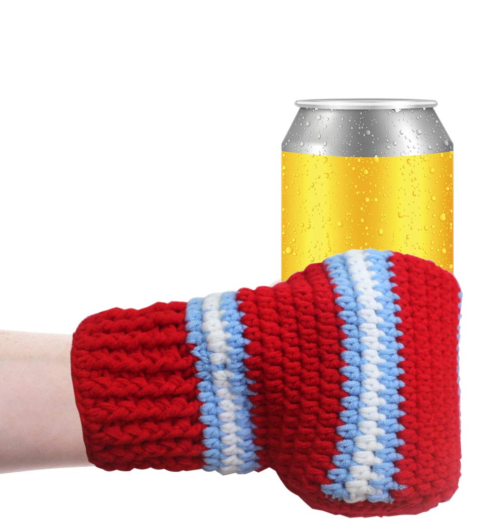 FunisFun Beer Mitten Gloves, Knit Stitched Drink Mitt Holder