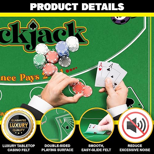 Gamie Double Sided Felt Casino Mat, 36” x 72” poker table