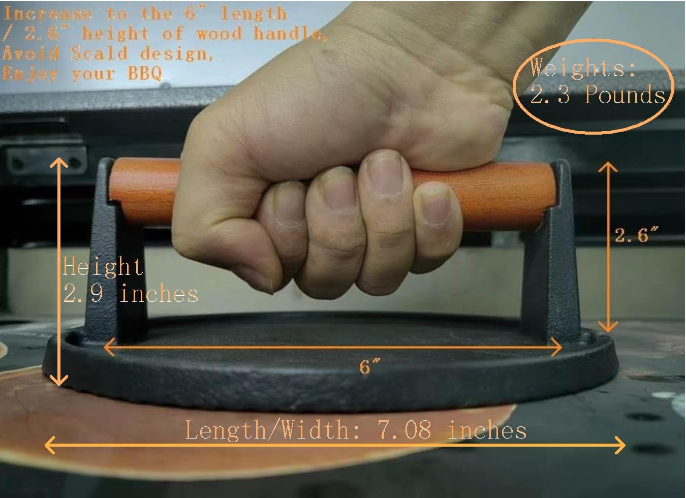 Firsgrill Burger Press 7.08" Round & 8.3”X4.3”Rectangle Heavy-Duty Cast