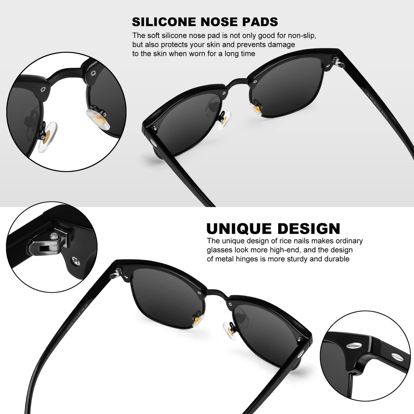 4 PACK Classic Polarized Sunglasses for Men