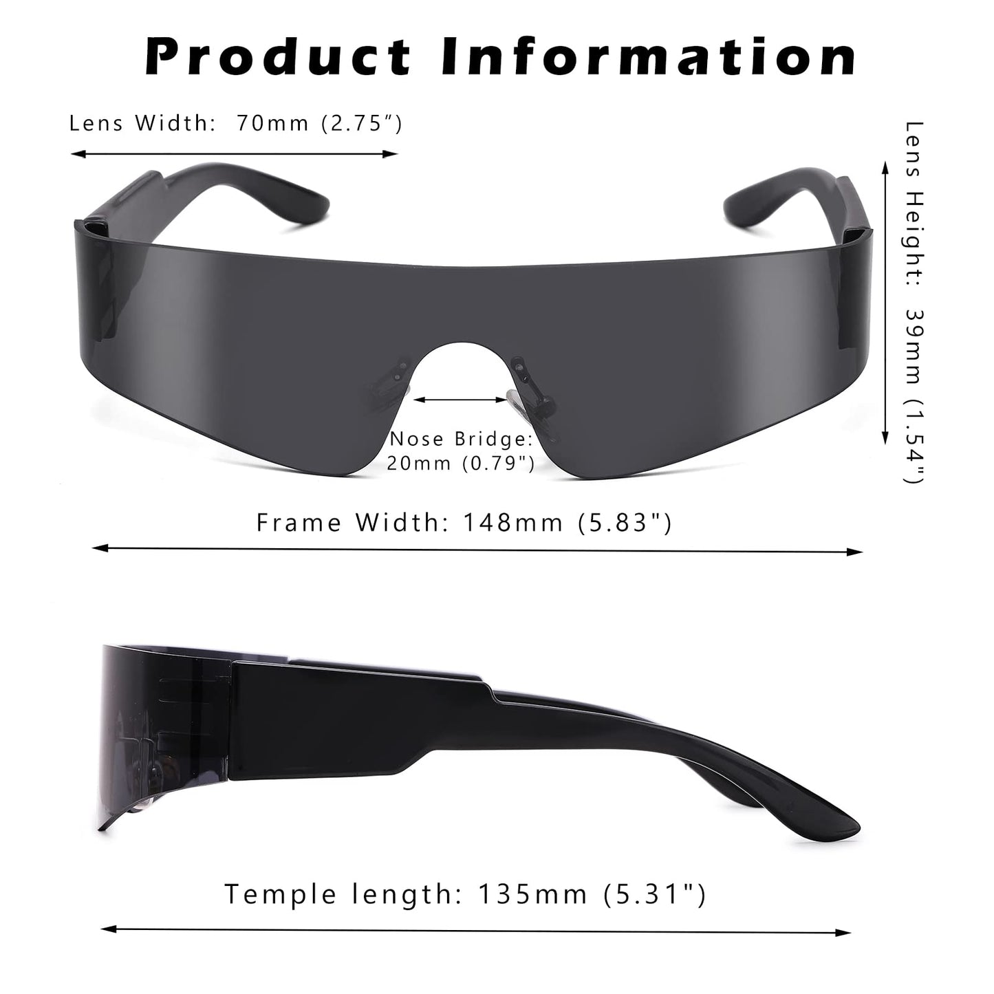 COASION Wrap Around Sunglasses for Women Men Trendy Rimless