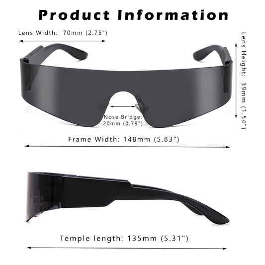 COASION Wrap Around Sunglasses for Women Men Trendy Rimless