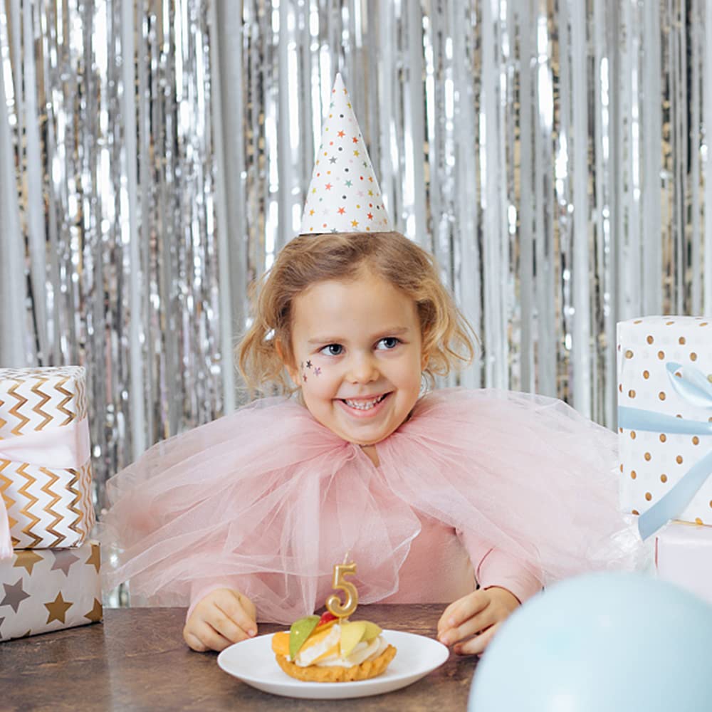 2 Pack Foil Curtain Backdrop Silver Metallic Tinsel Foil