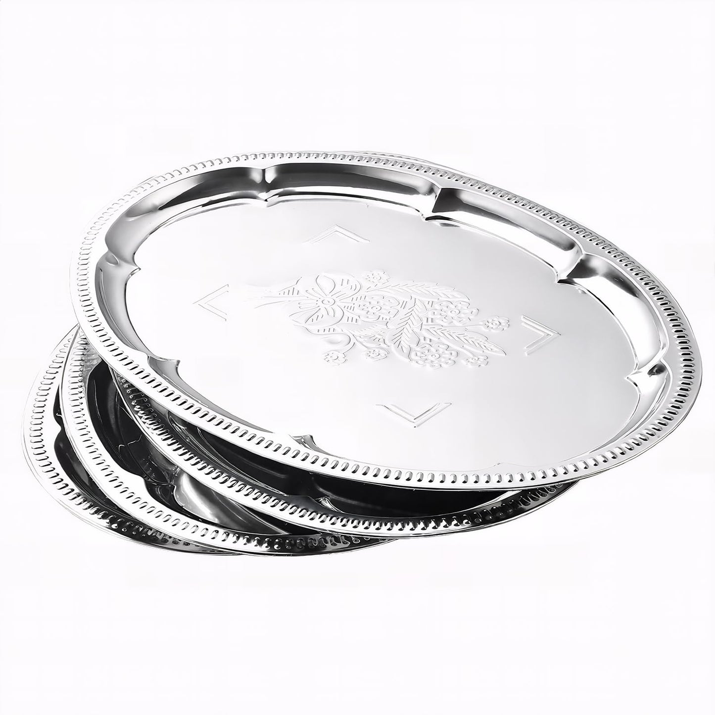 4-Pack 15.7" x 11.8" Large Silver Serving Trays