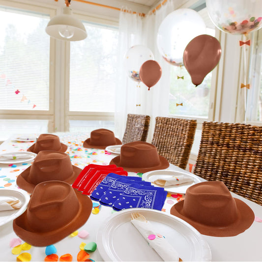 Hillban 96 Pcs Cowboy Hat and Bandana Set