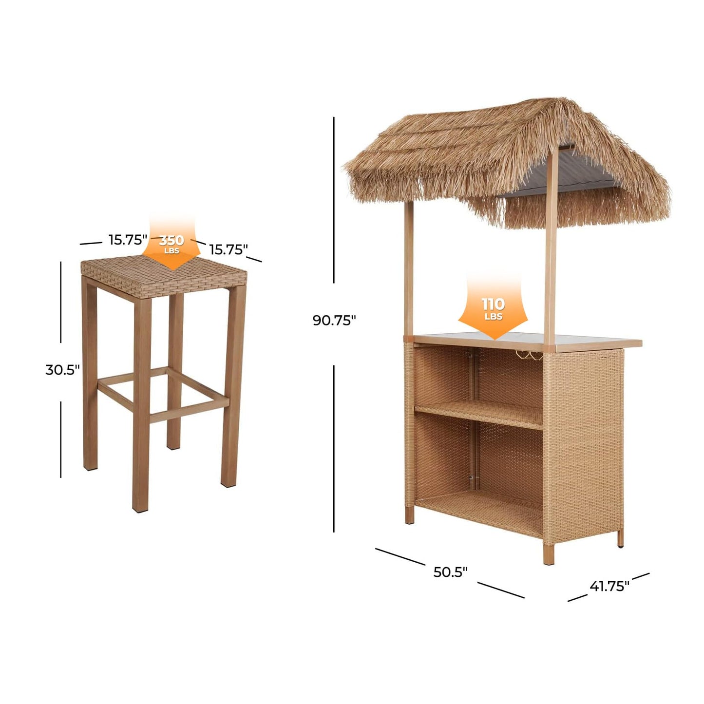 Grand patio Outdoor Tiki Bar Set with Widen Ceramic